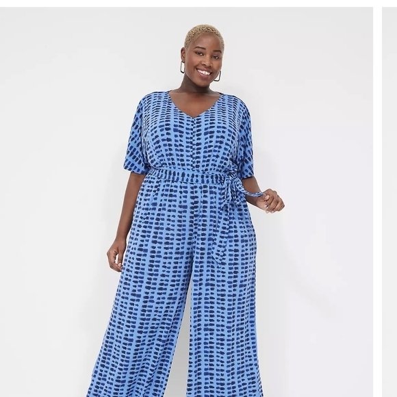 Lane Bryant Perfect Kimino Sleeve V-Neck Jersey Patterned Sz. 18/20 Jumpsuit NWT - Picture 15 of 16
